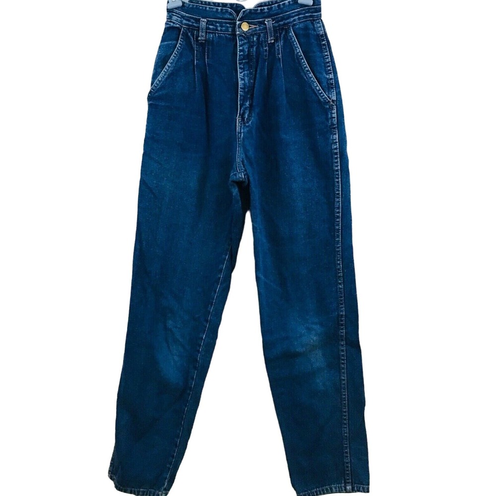 Vtg Womens 3/4 Tres Jolie Blue Jeans High Waist Mom‎ Pleated Tapered 30" Inseam